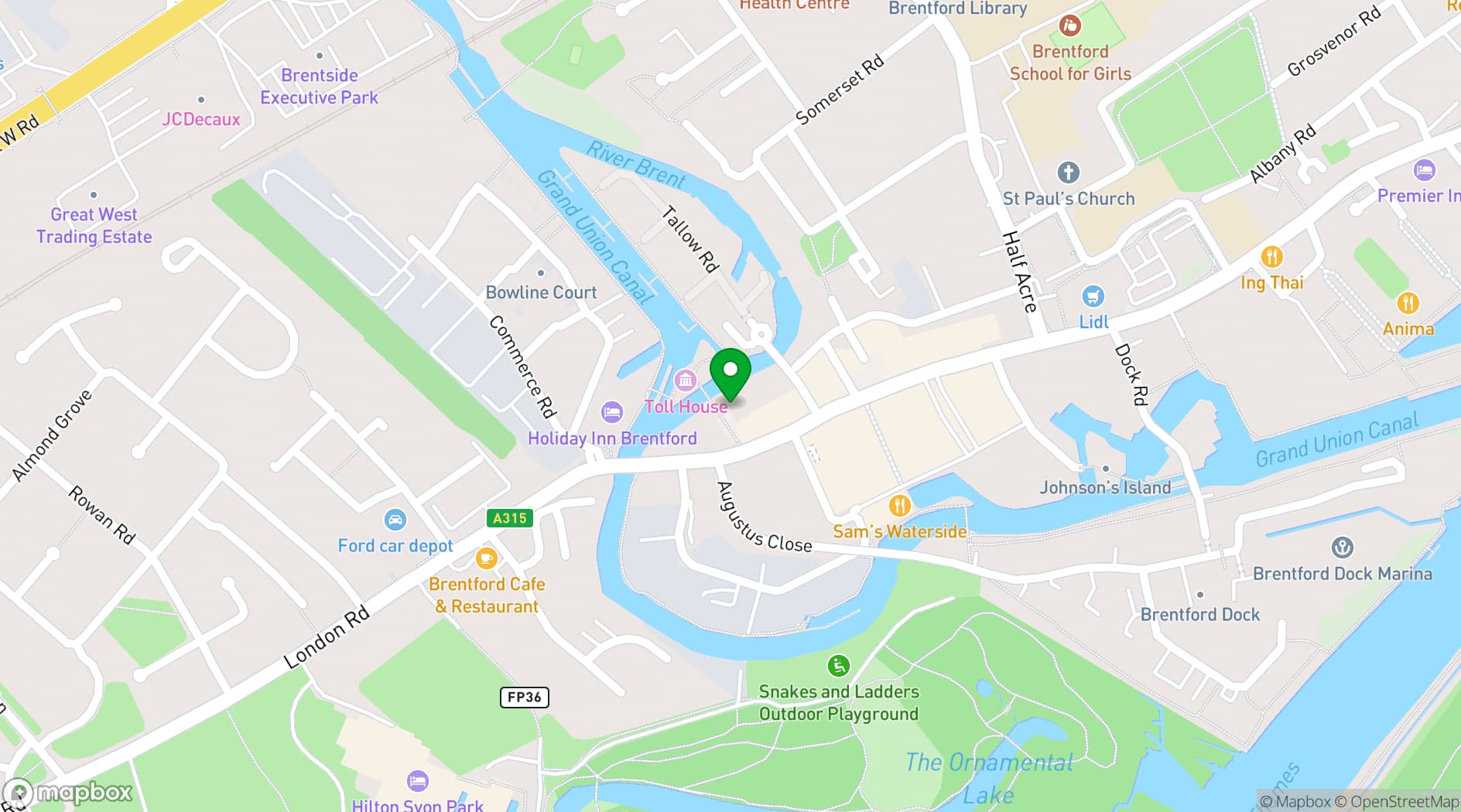 Map showing Aqua Vista Bistro Bar
