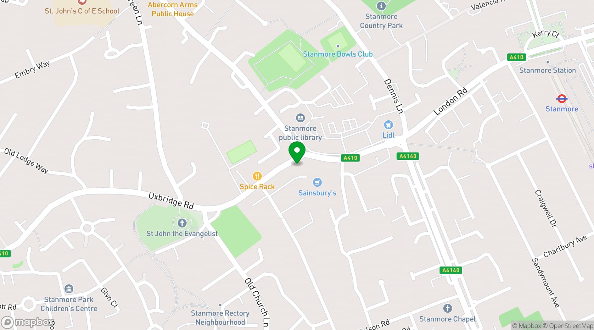 Map showing M18 Restaurant and Lanes