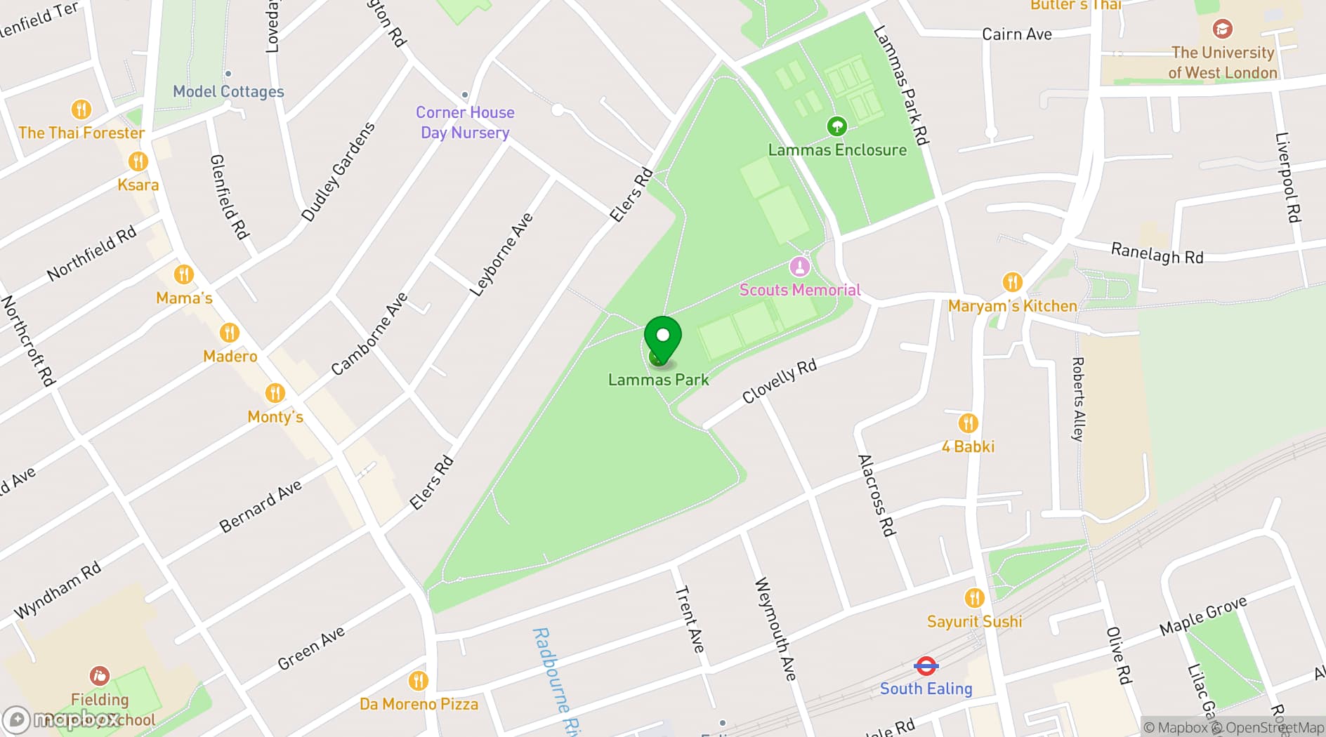 Map showing Lammas Park