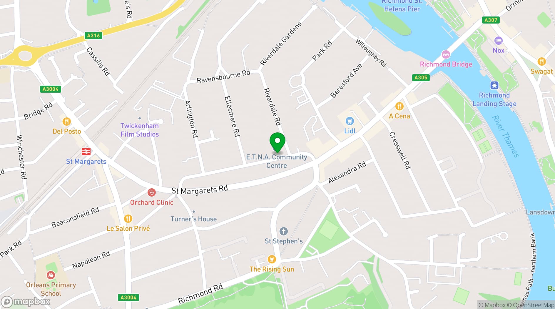 Map showing ETNA Community Centre