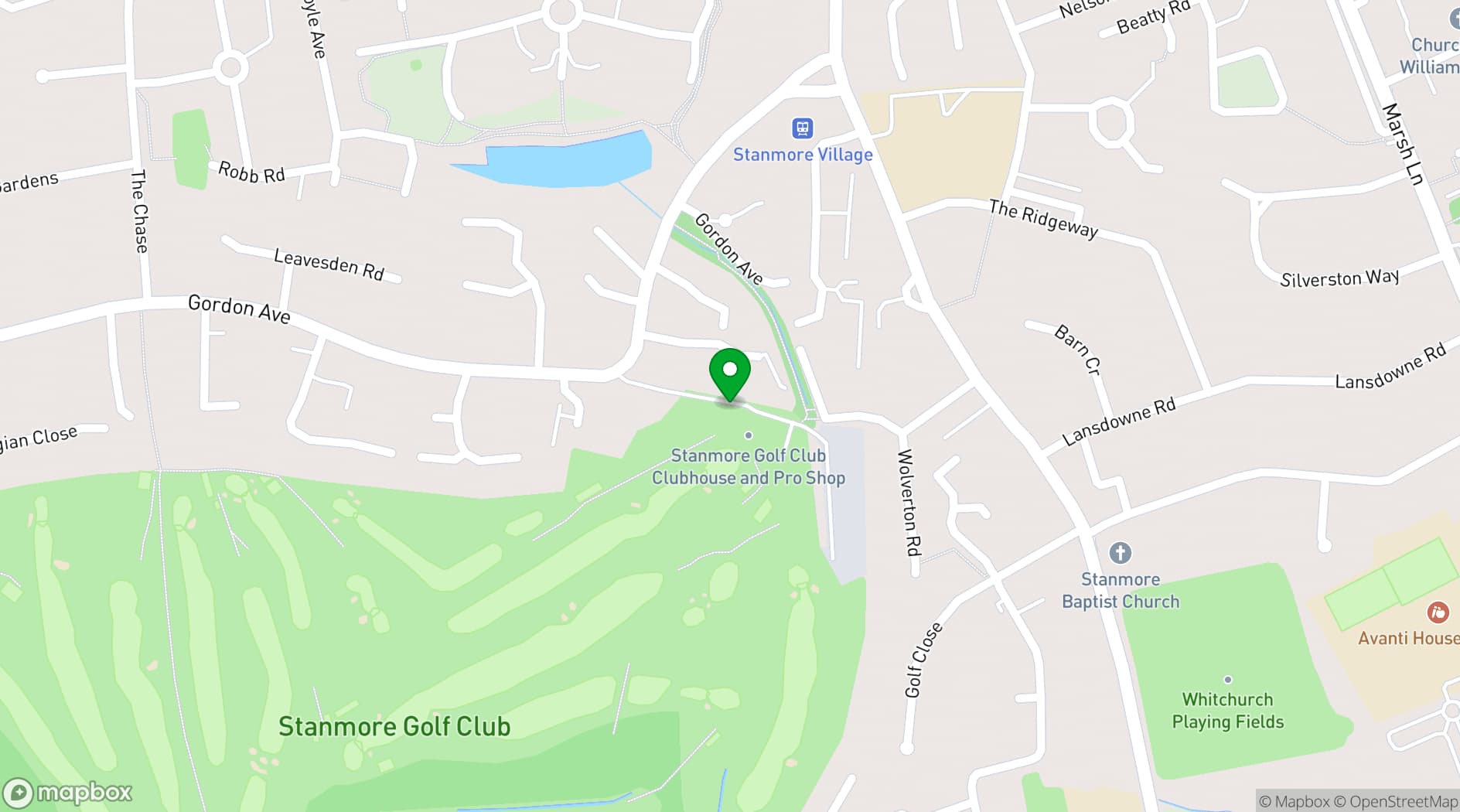 Map showing Stanmore Golf Club