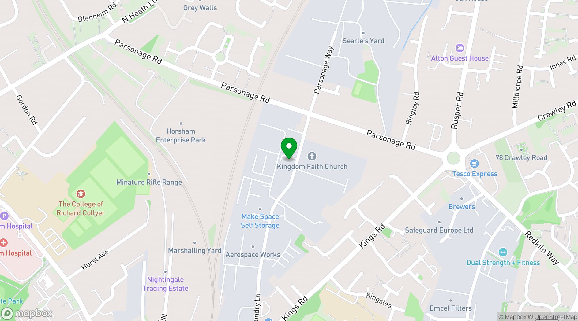 Map showing Adventure Centre Horsham