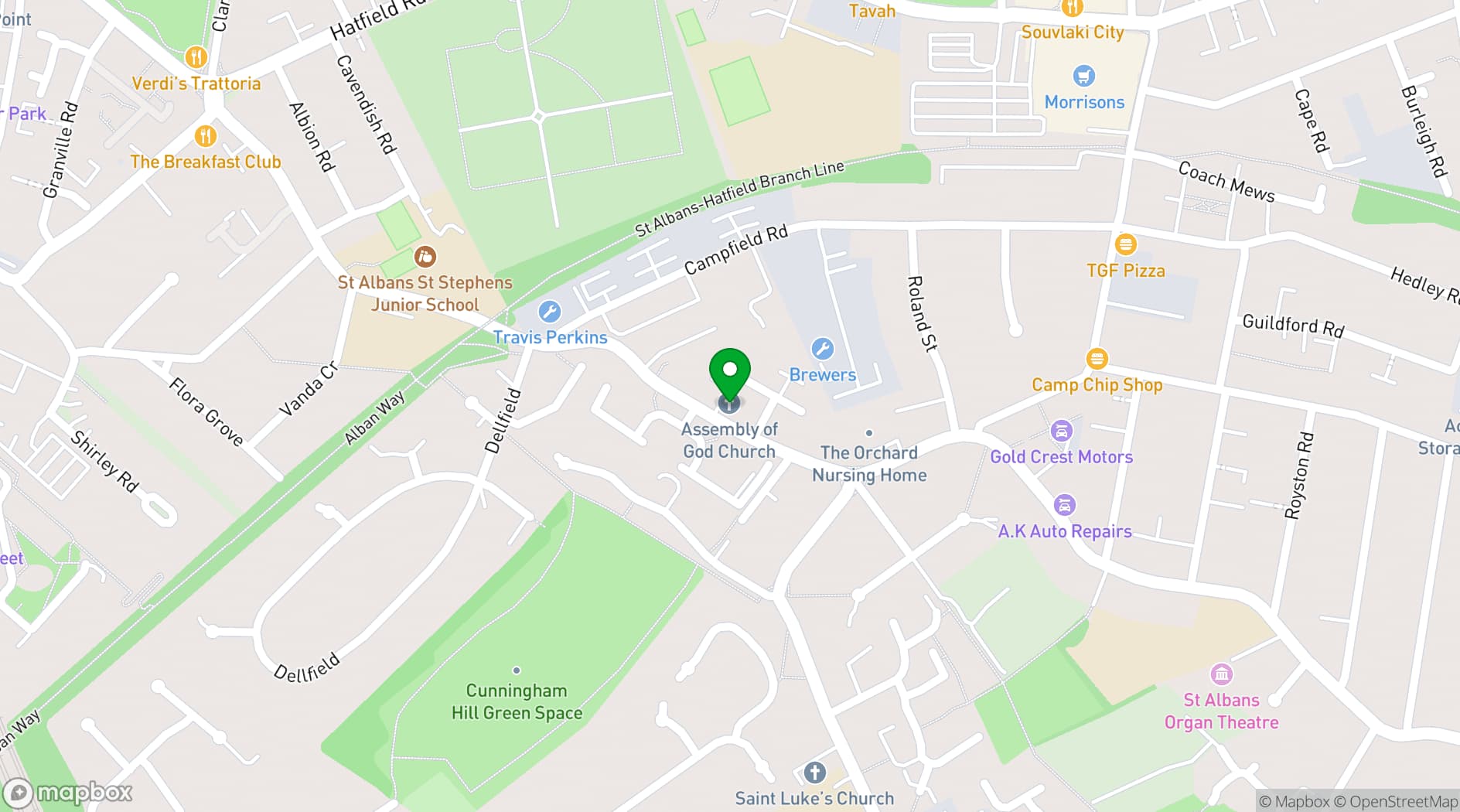 Map showing St Albans Pentecostal Church