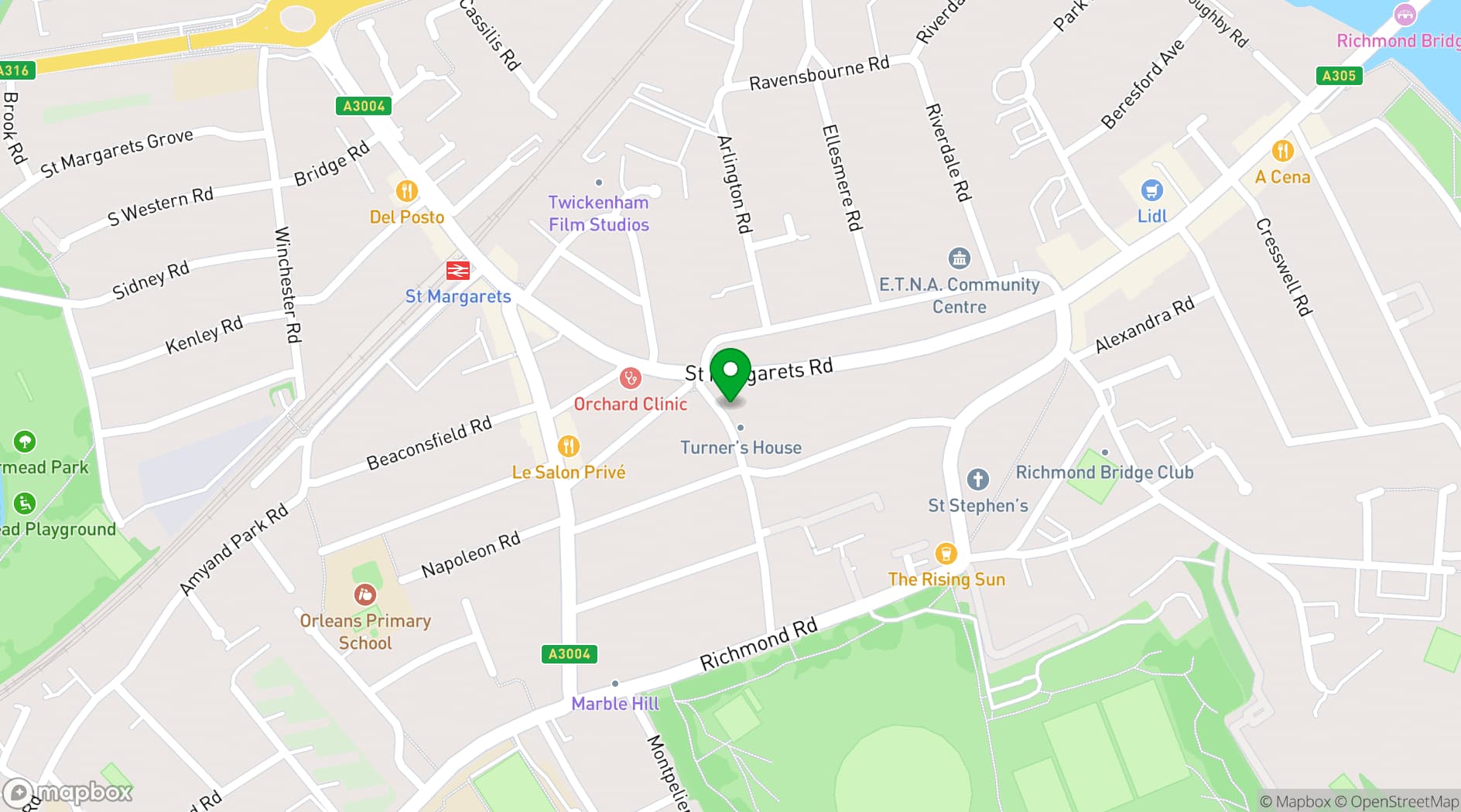 Map showing Turner's House