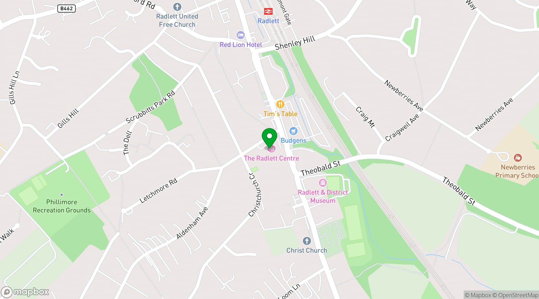 Map showing The Radlett Centre