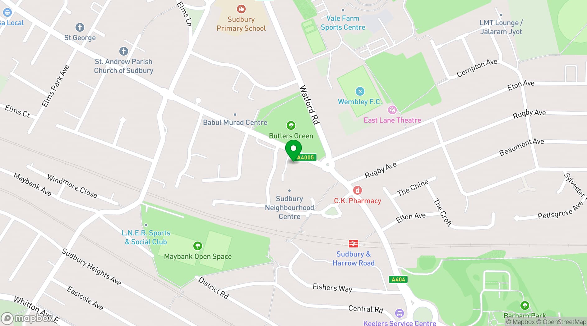 Map showing Sudbury Neighbourhood Centre