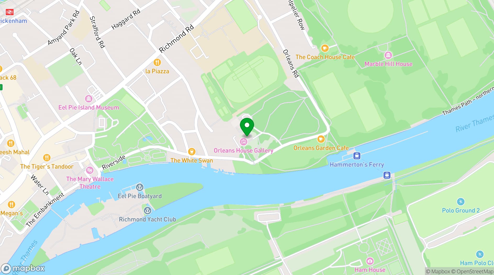 Map showing Orleans House Gallery