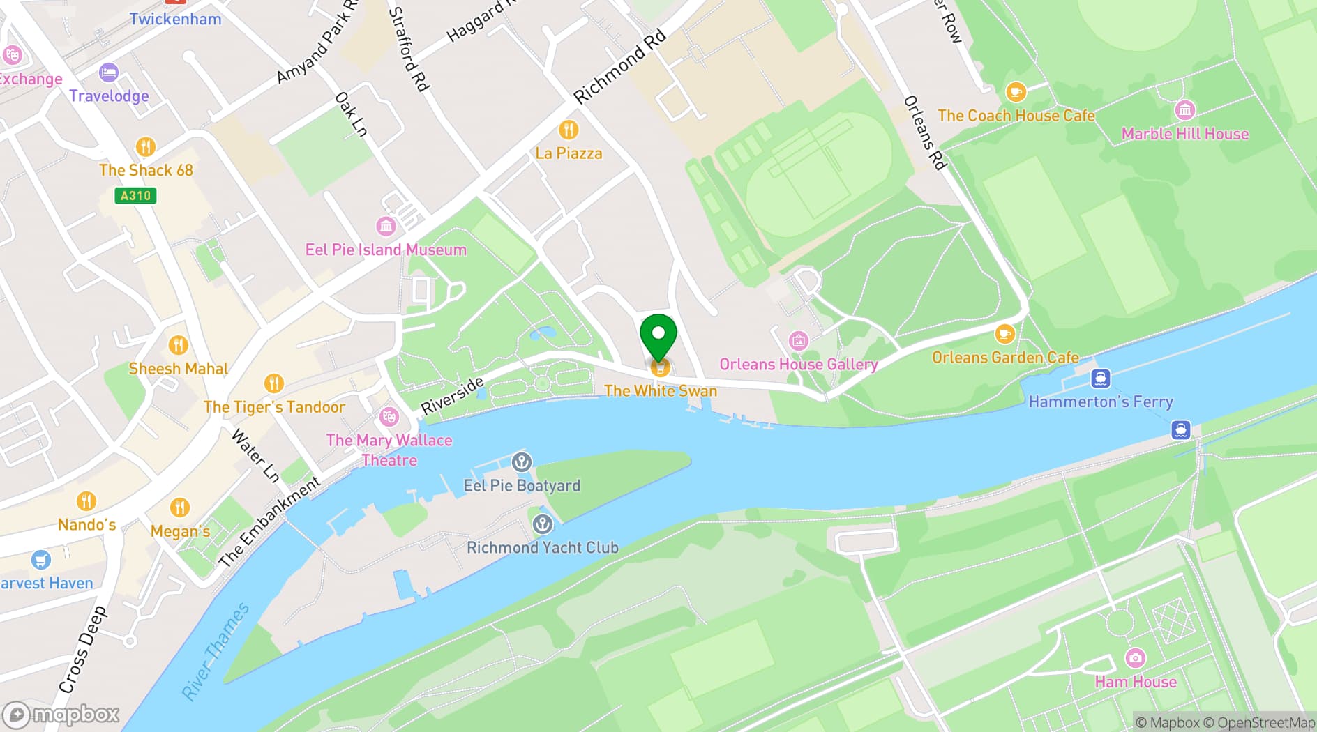 Map showing The White Swan