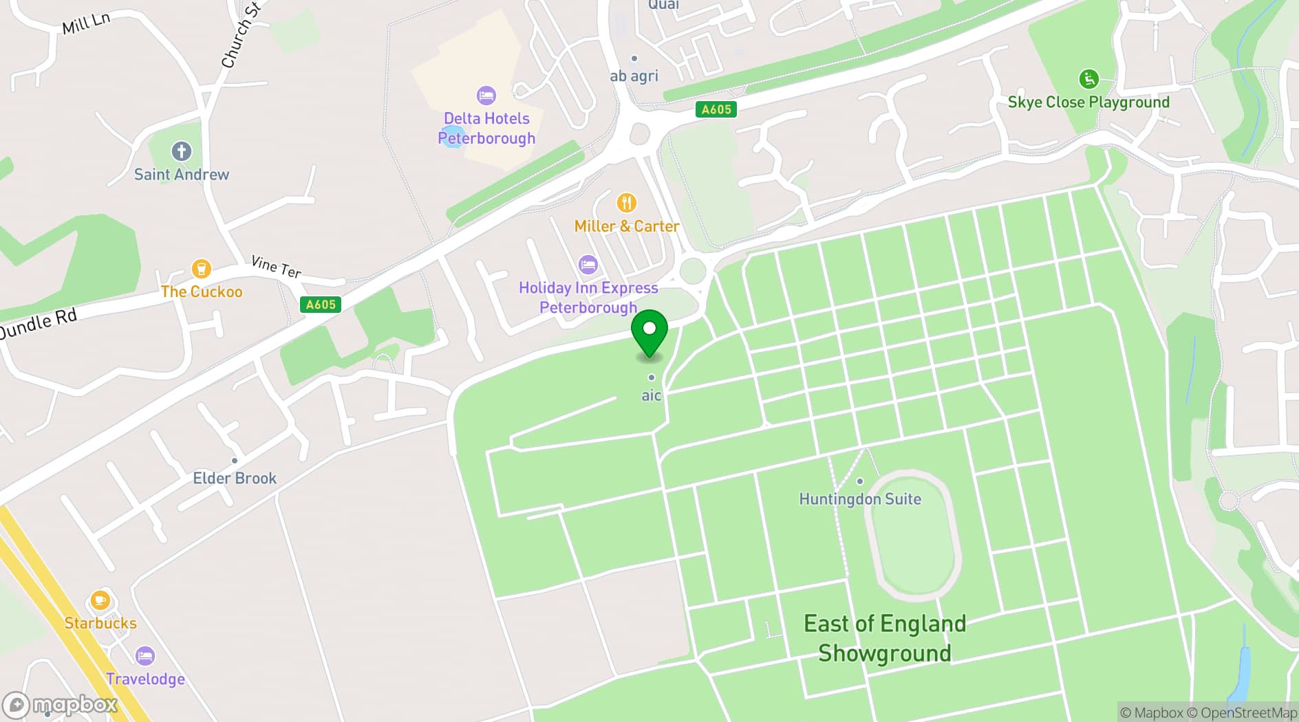 Map showing East of England Arena