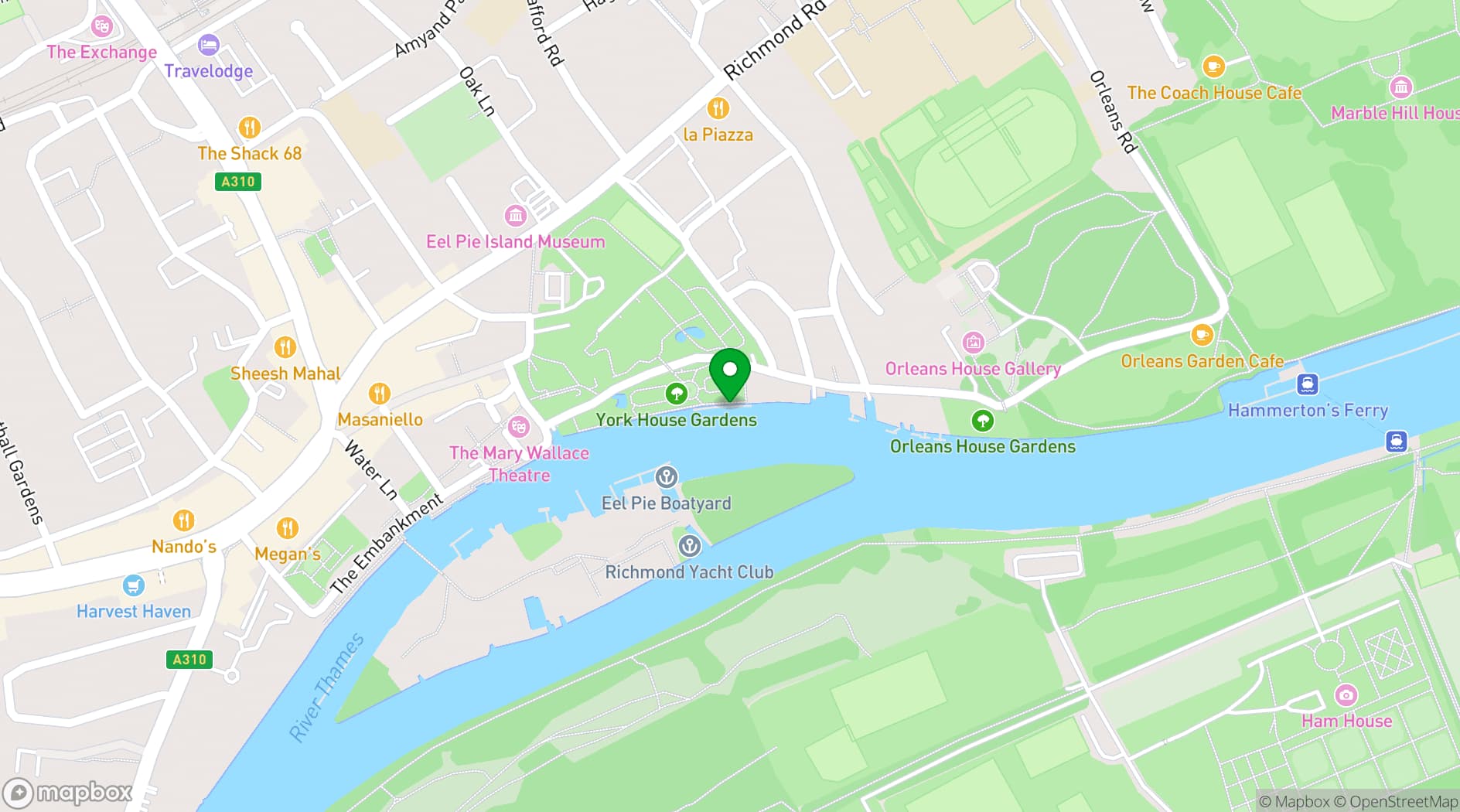 Map showing Secret River Garden