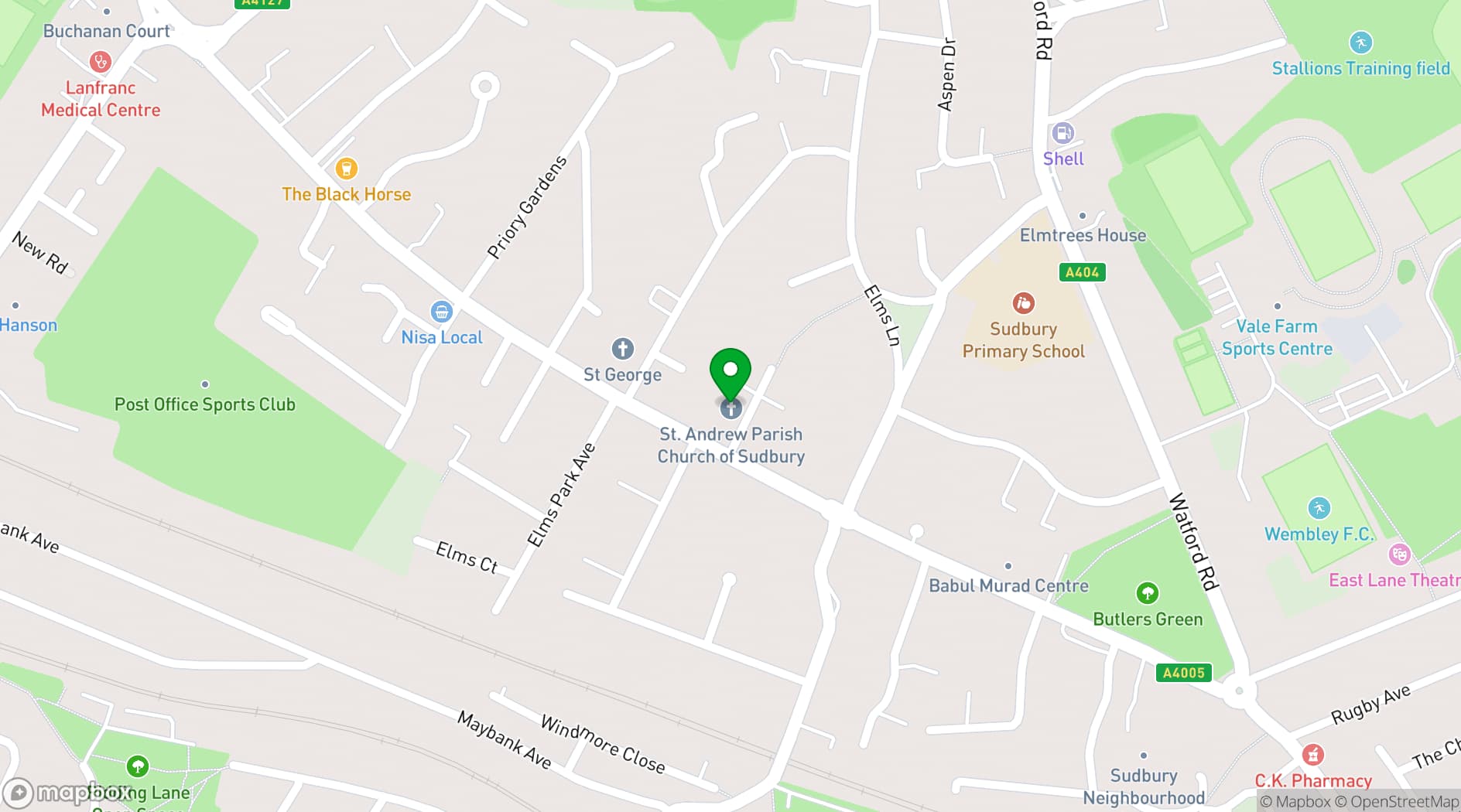 Map showing Wembley Family Church