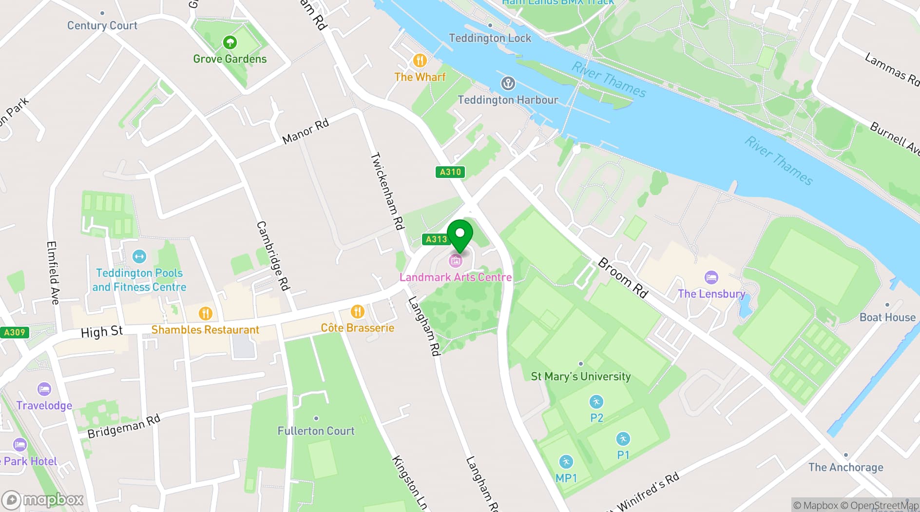 Map showing The Landmark Arts Centre