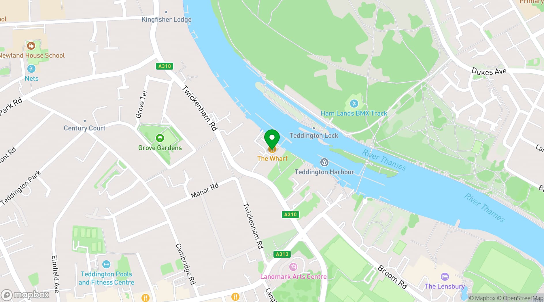 Map showing The Wharf Teddington