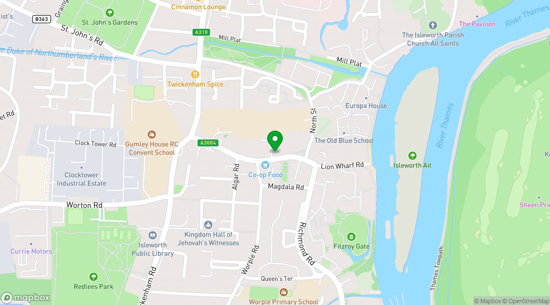 Map showing Isleworth Public Hall