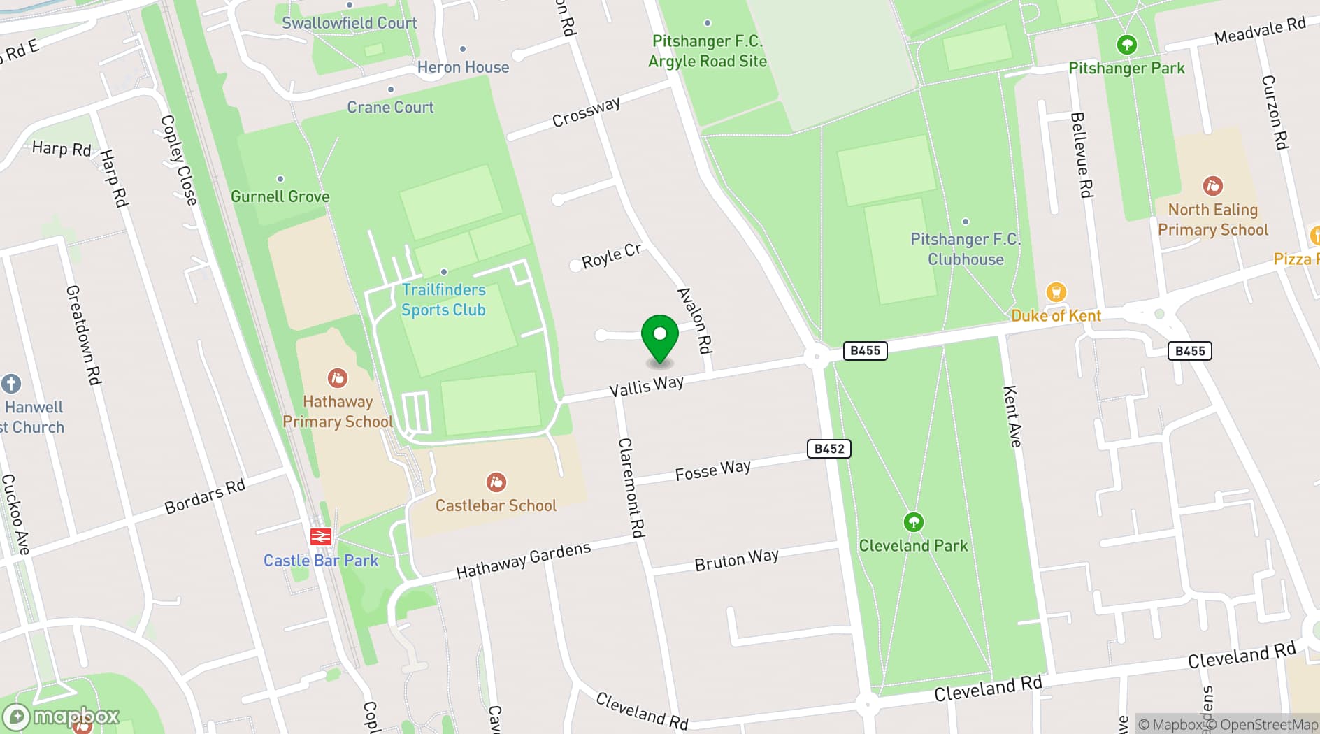 Map showing Trailfinders Sports Club