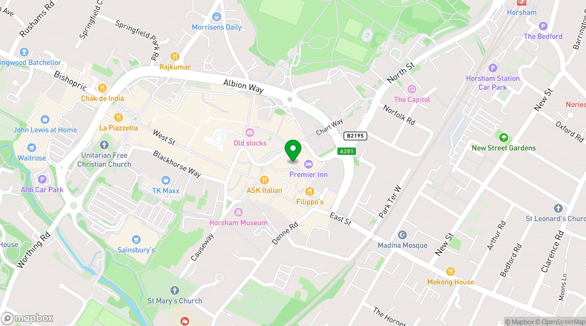 Map showing The M Bar
