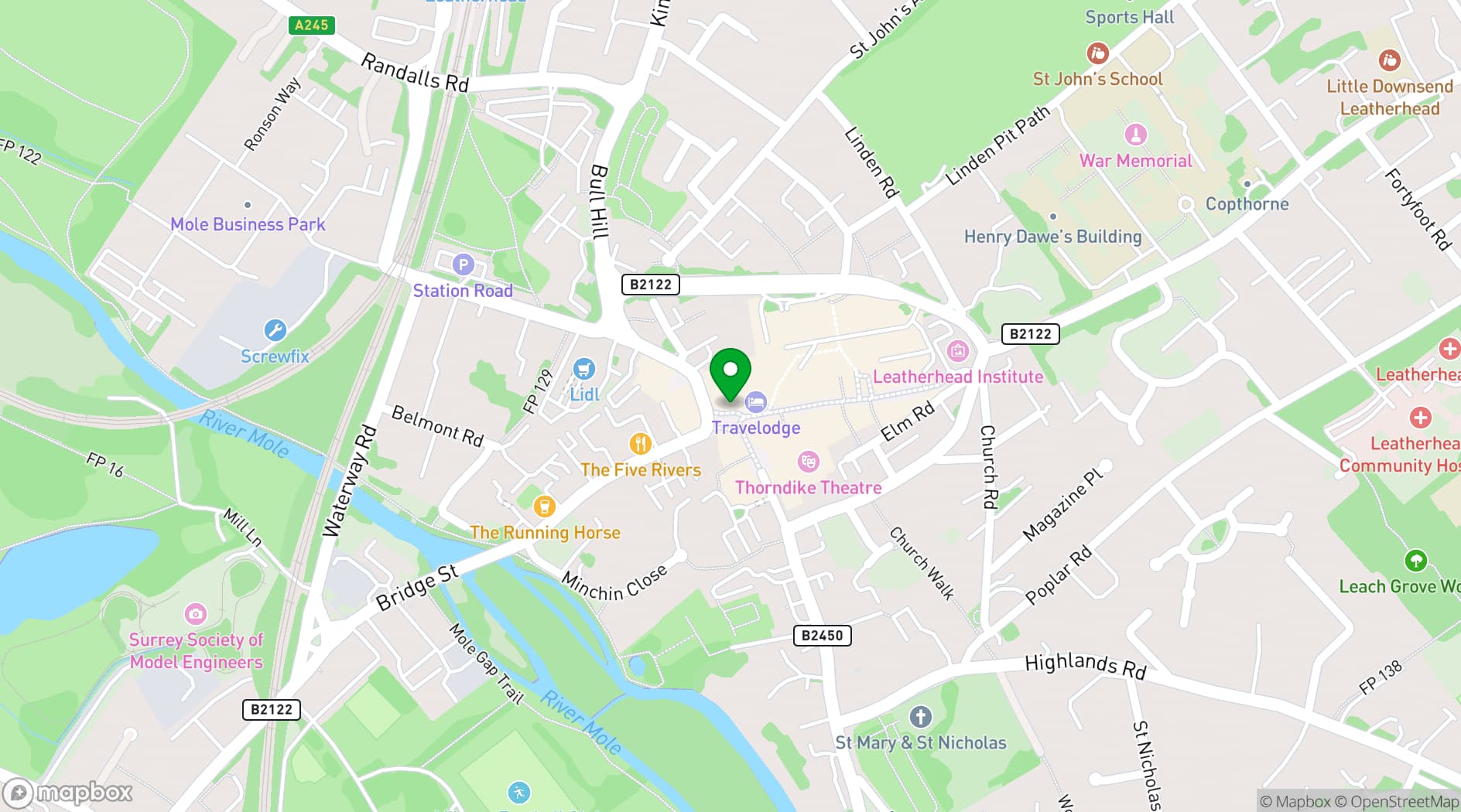 Map showing Saffron Bloom Leatherhead