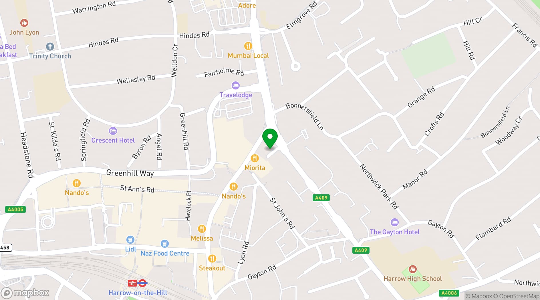 Map showing Victoria Hall