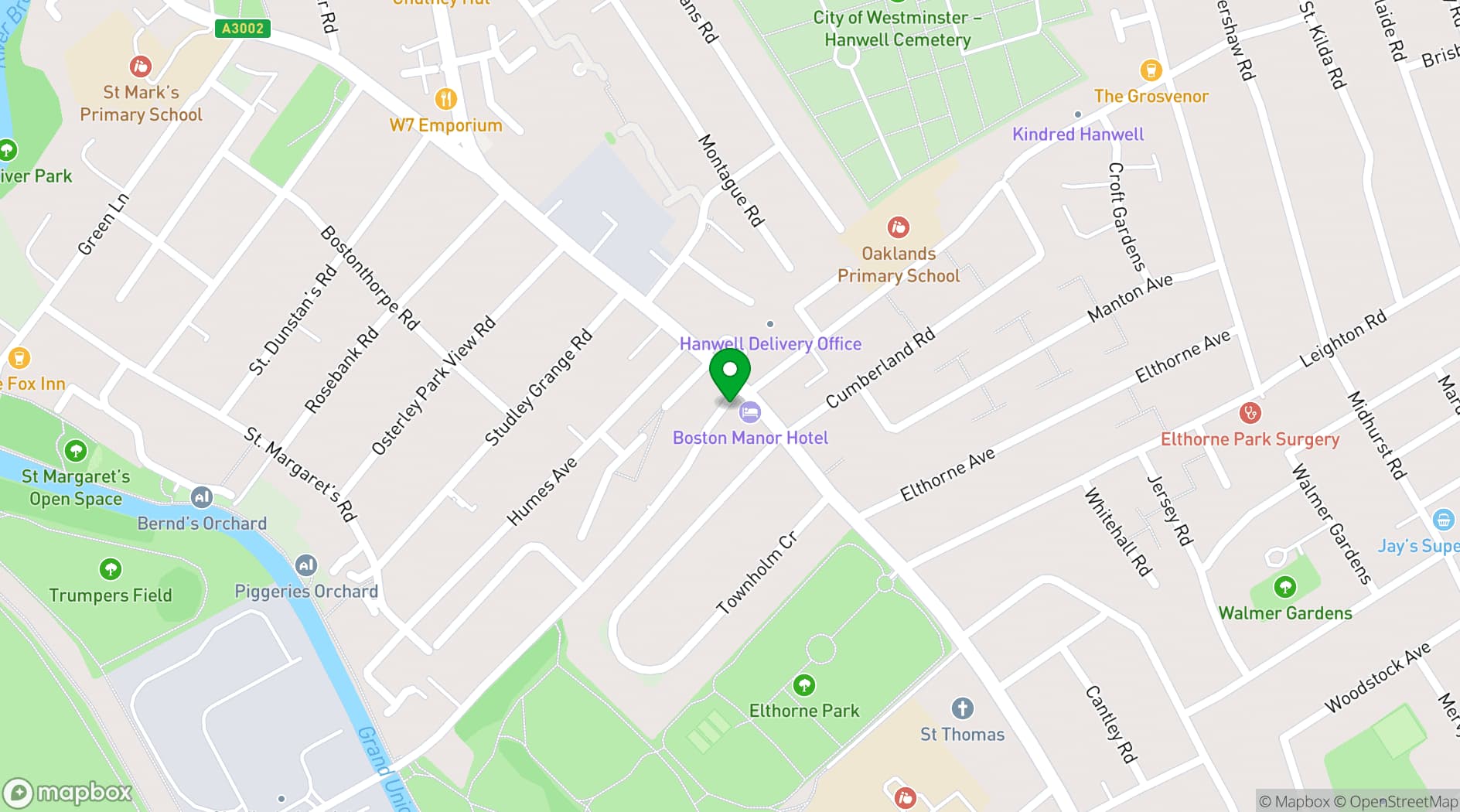 Map showing Ealing Banqueting Suite