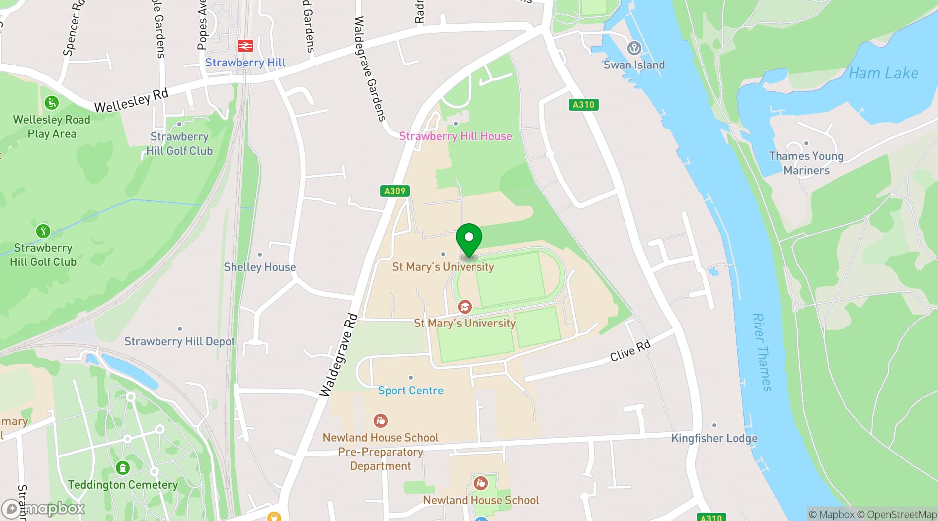 Map showing St Mary's University