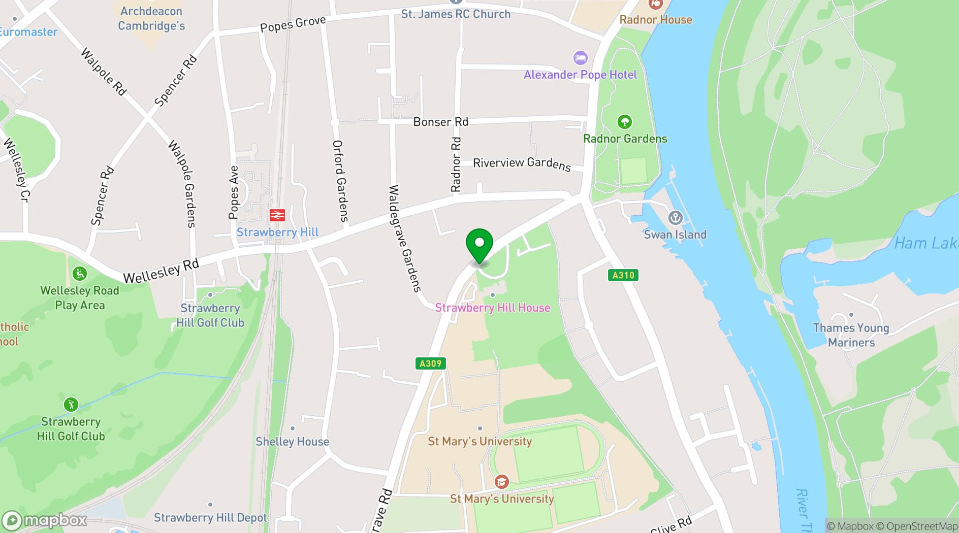 Map showing Strawberry Hill House