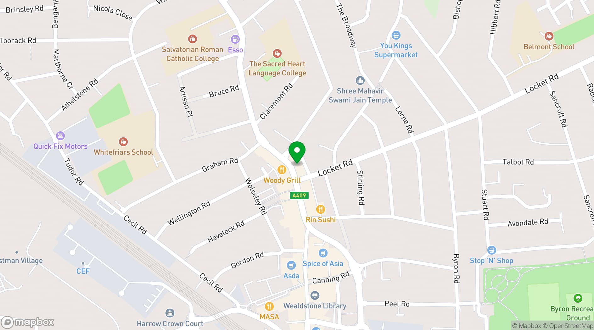 Map showing Vogue Lounge
