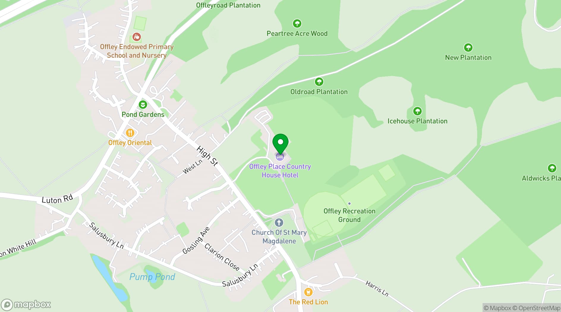 Map showing Offley Place