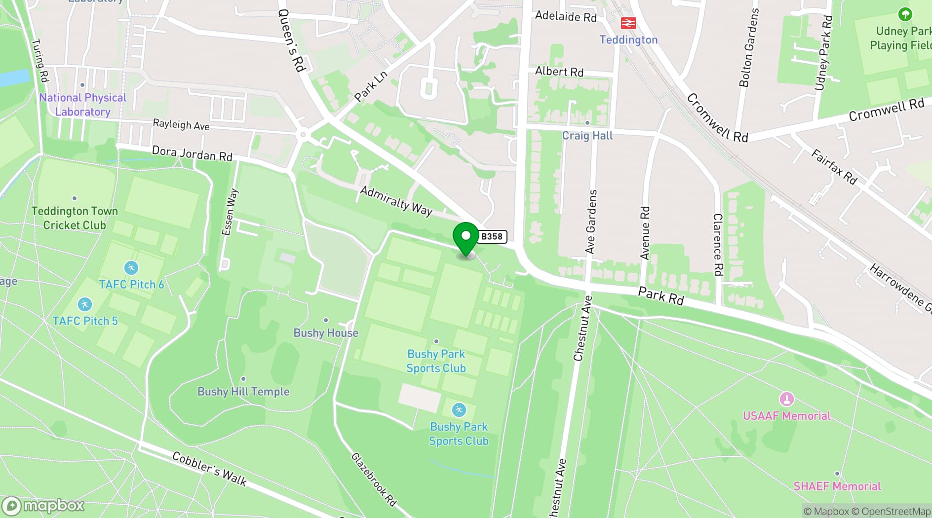 Map showing Bushy Park Sports Club