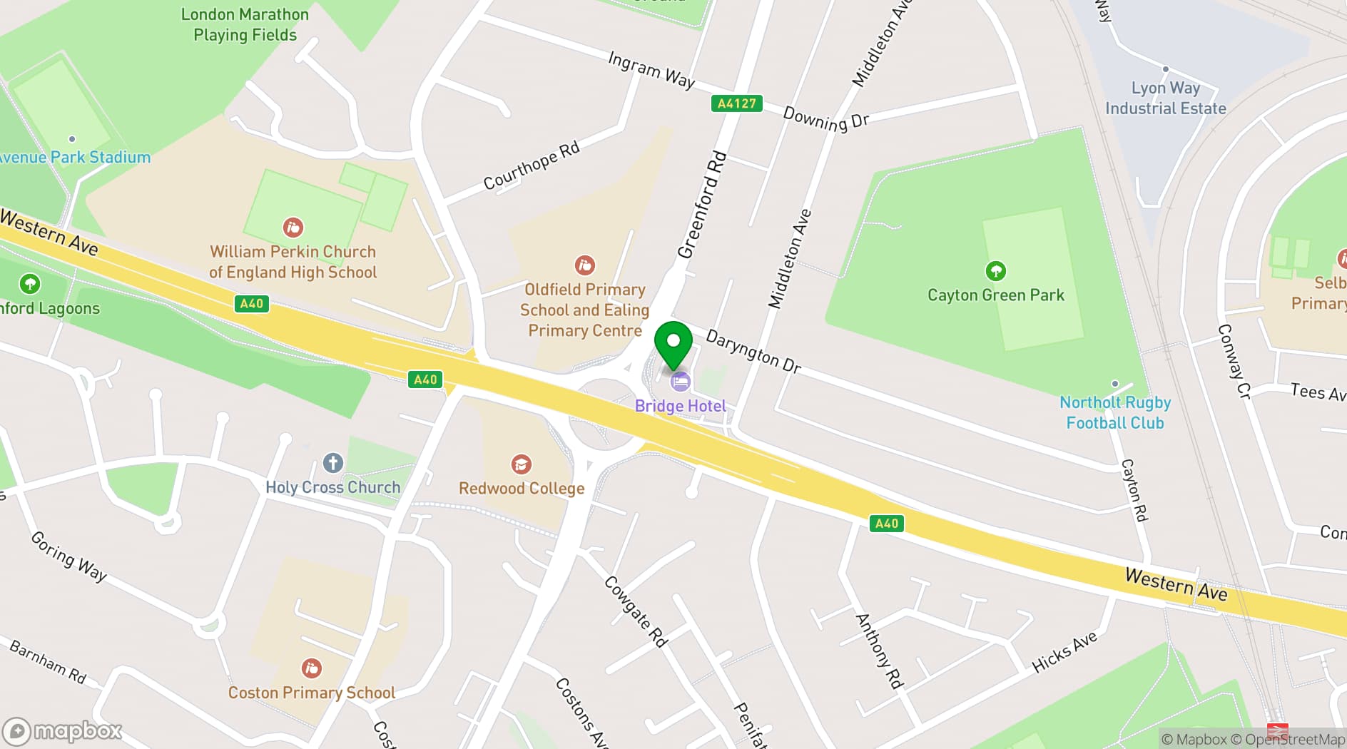 Map showing The Bridge Hotel 