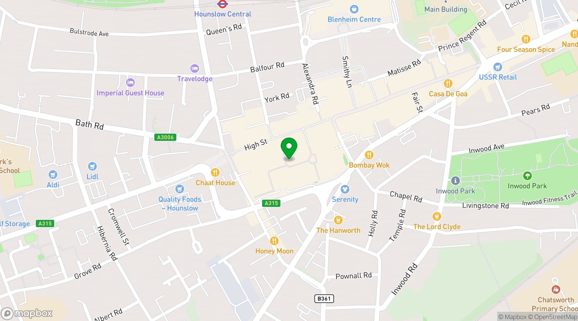 Map showing The Arts Centre