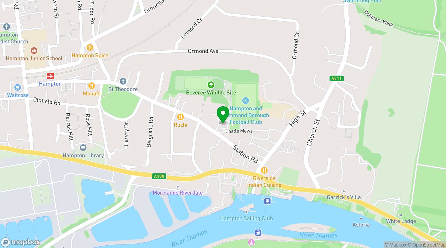Map showing Beveree Stadium