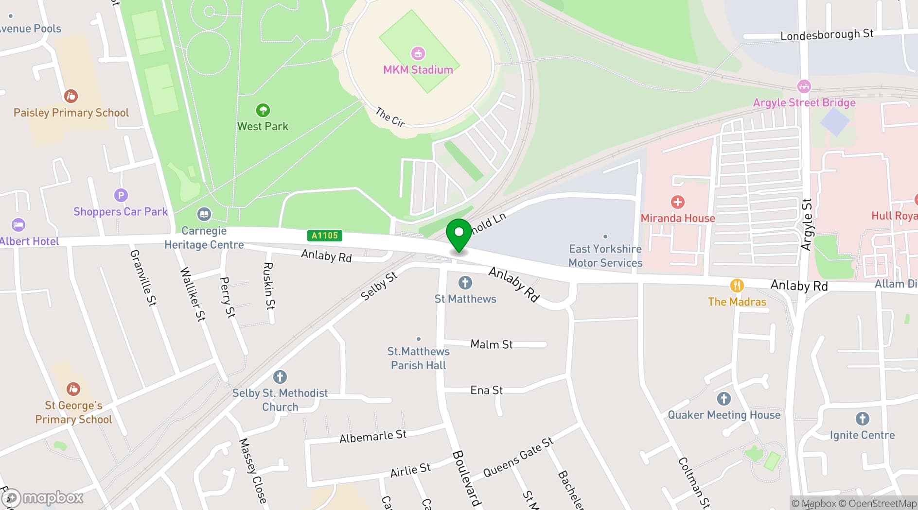 Map showing St Matthew's Community Enterprise Centre
