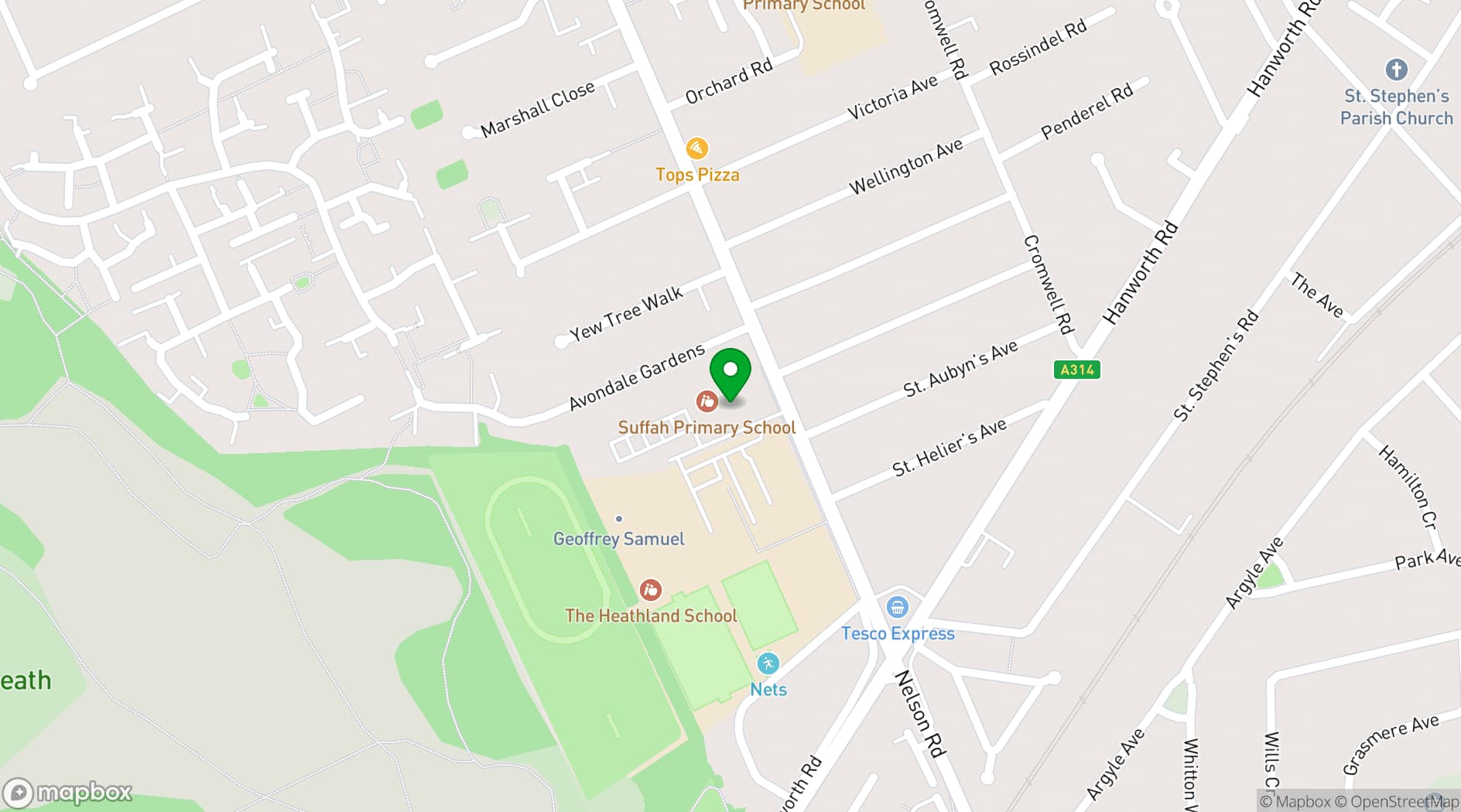 Map showing Hounslow Jamia Masjid and Islamic Centre
