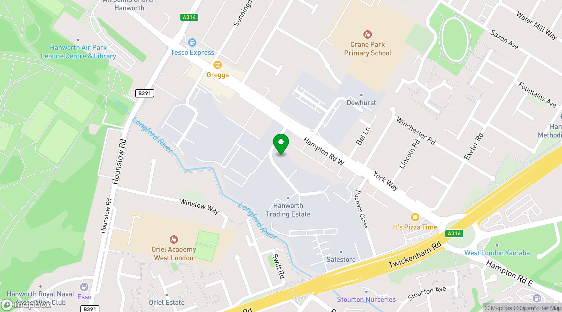 Map showing Mobile Bar Service