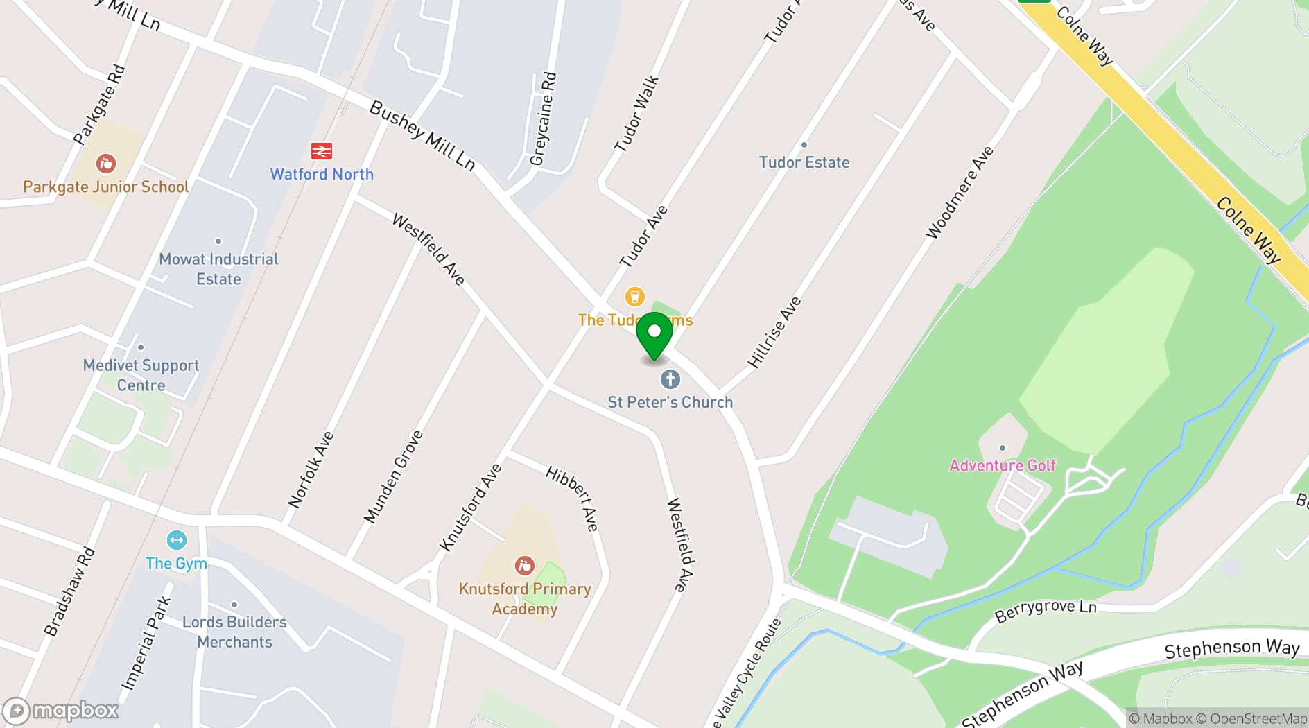 Map showing St Peter's Church Hall