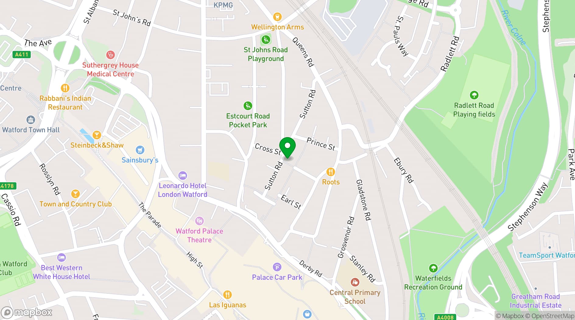 Map showing St John's Church Hall