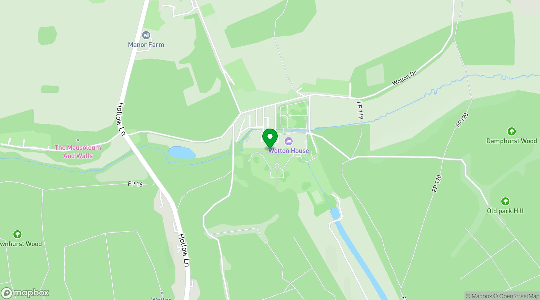 Map showing Wotton House