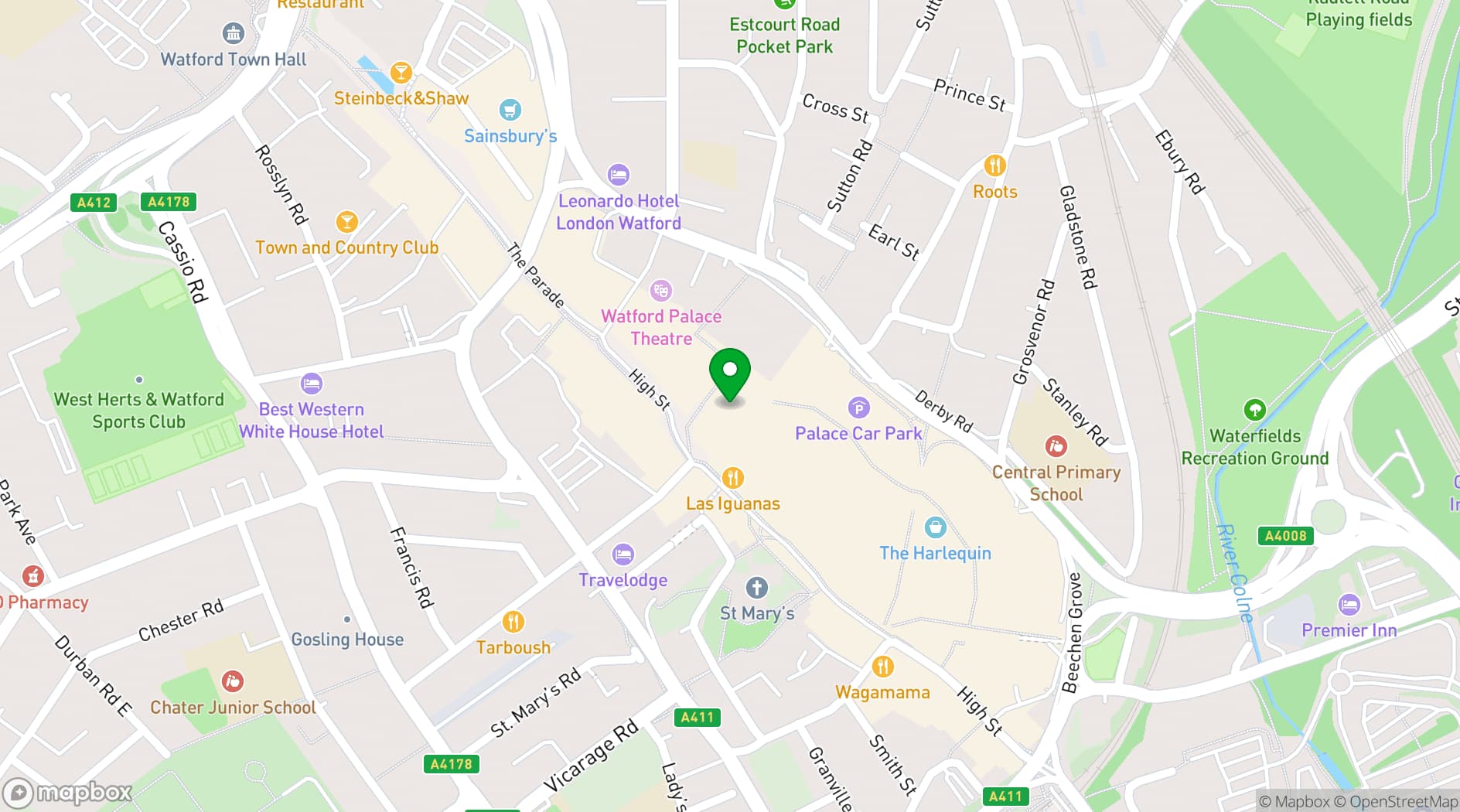 Map showing Puttshack Watford