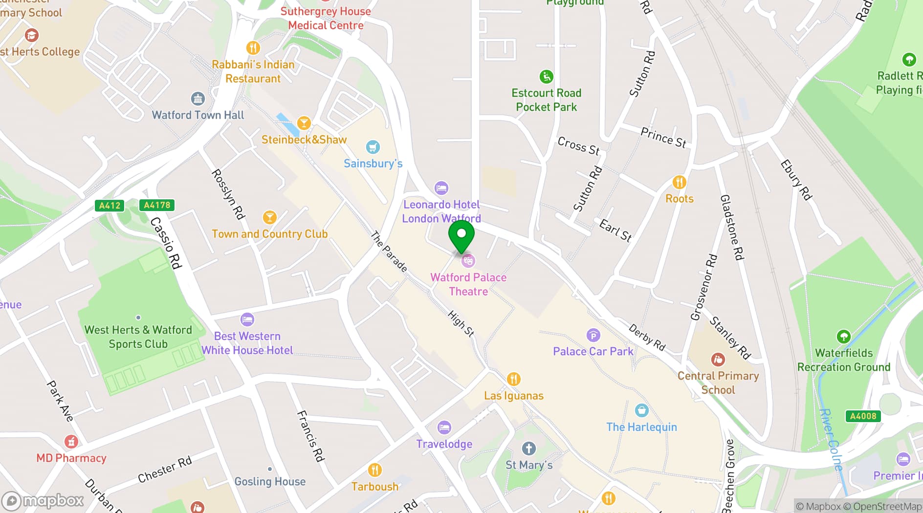 Map showing Watford Palace Theatre