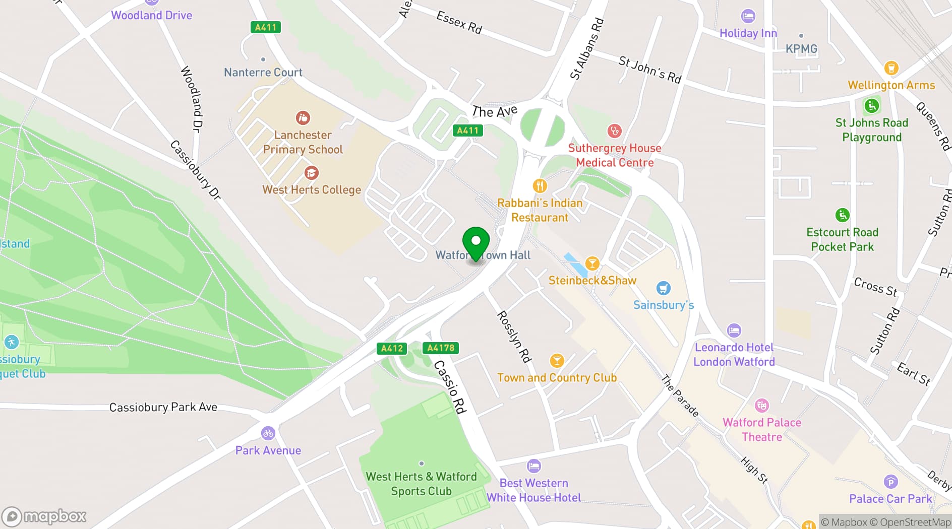 Map showing Watford Colosseum
