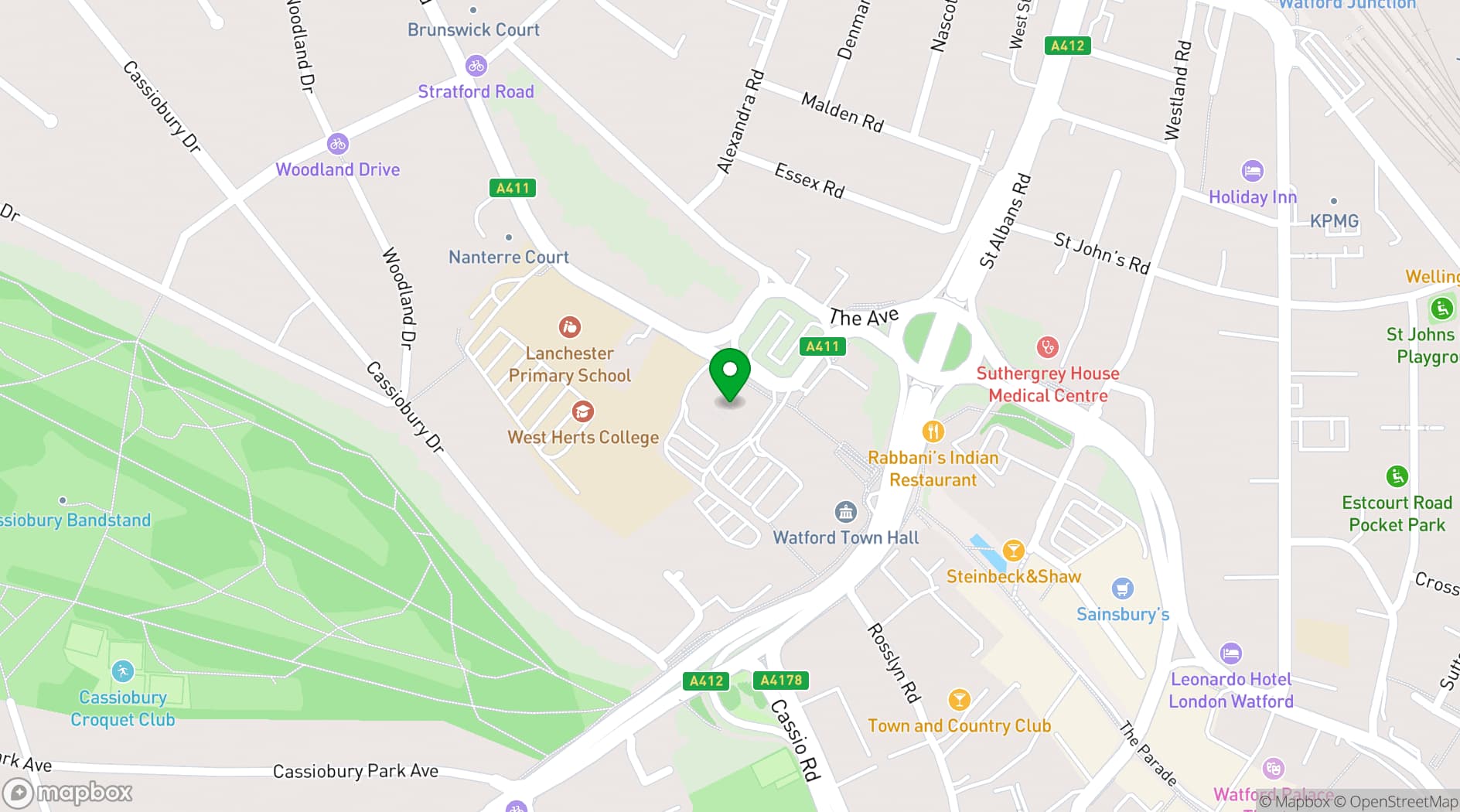 Map showing Watford Central