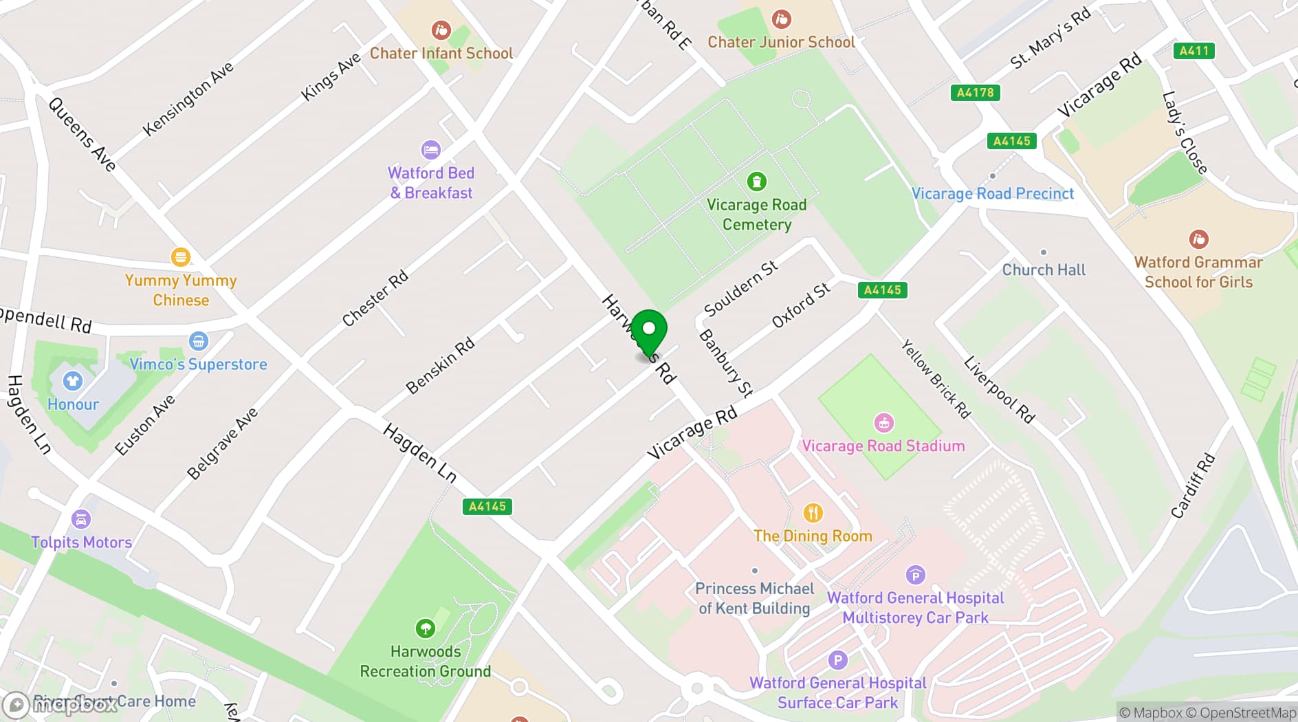 Map showing West Watford Community Centre