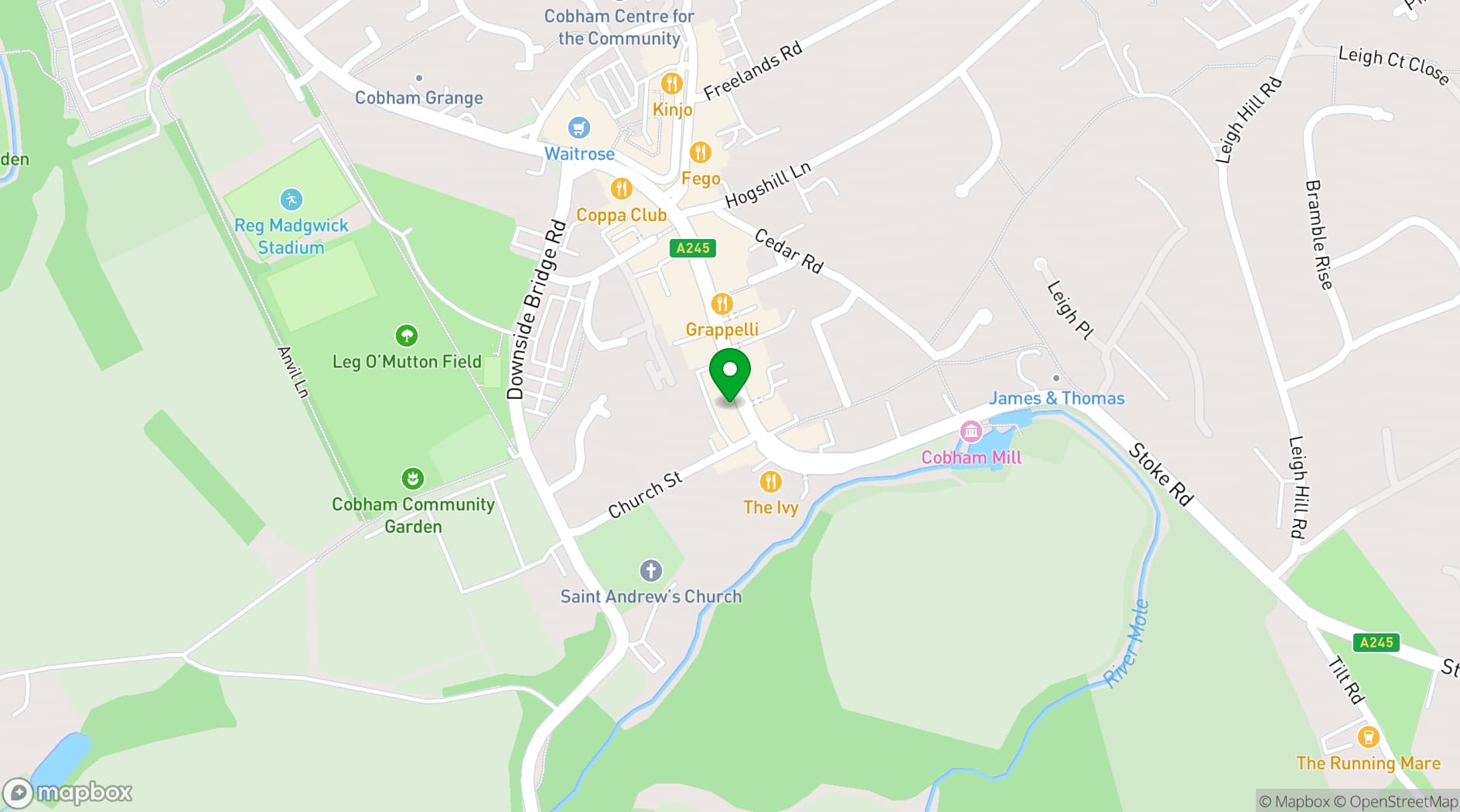 Map showing  Studio Hire Cobham