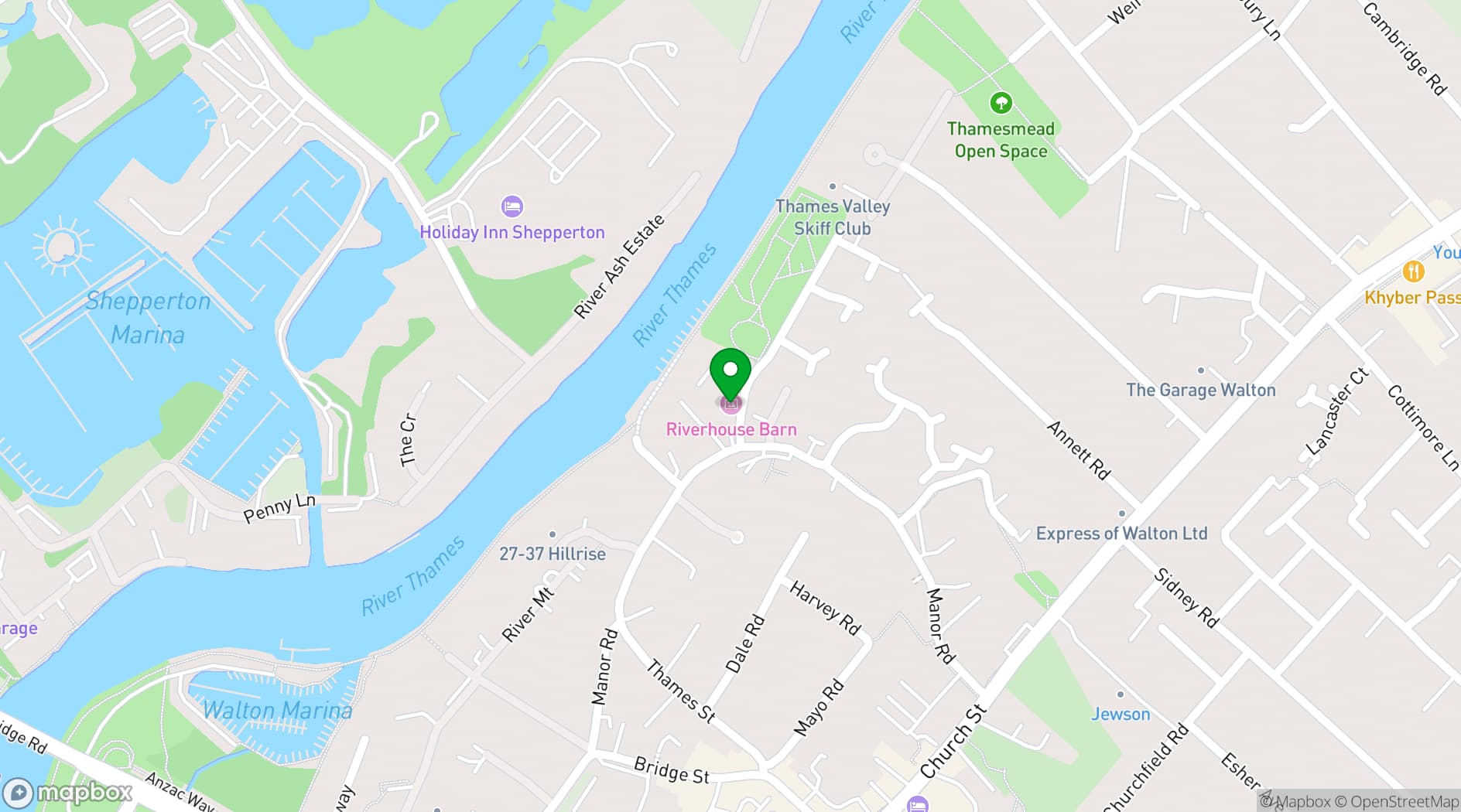 Map showing Riverhouse Barn Arts Centre