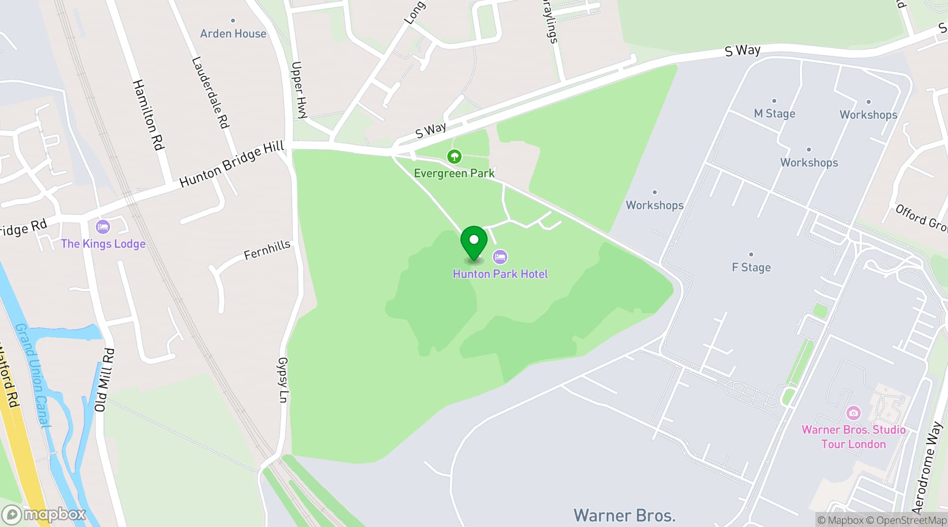 Map showing Hunton Park Hotel