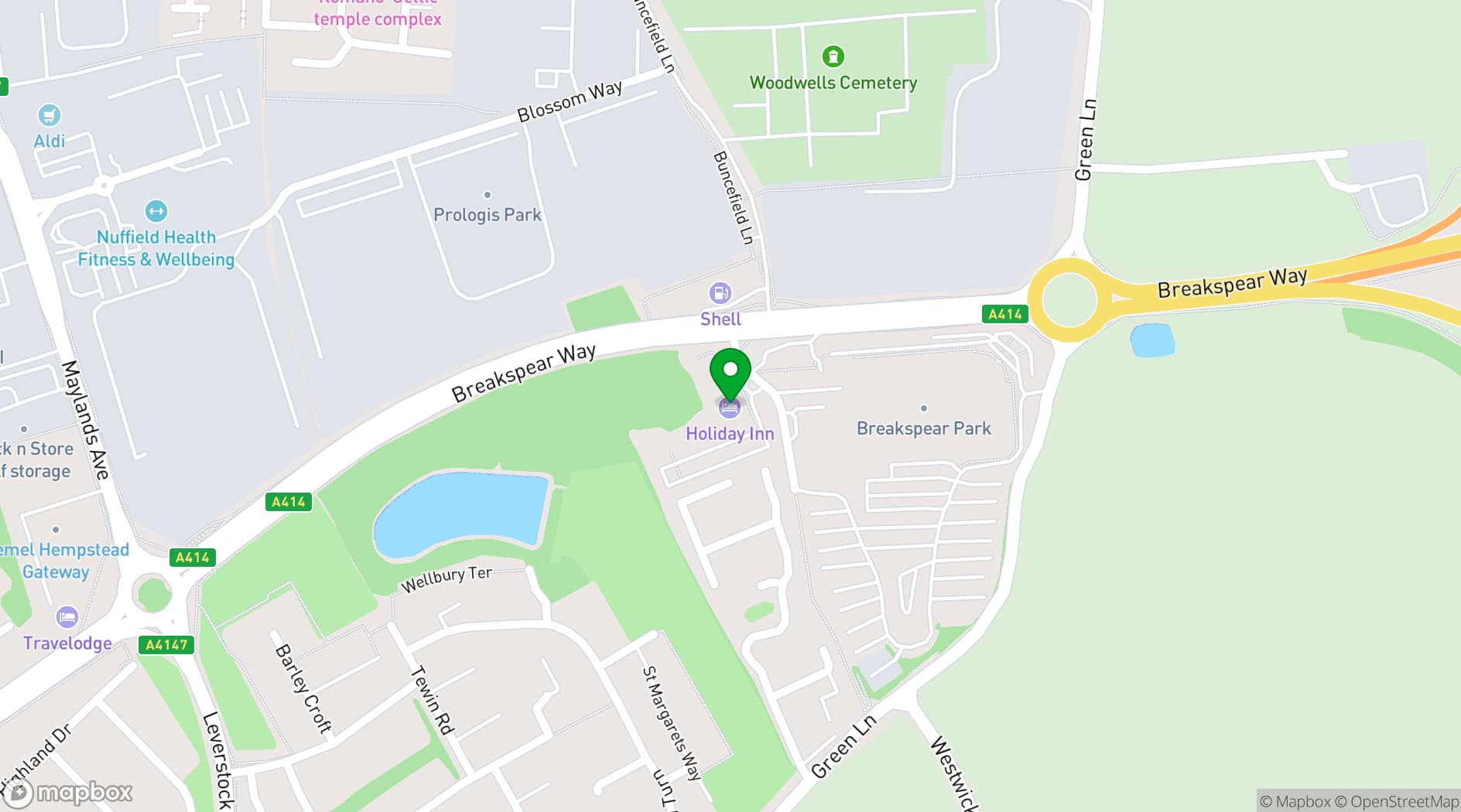 Map showing Holiday Inn Hemel Hempstead