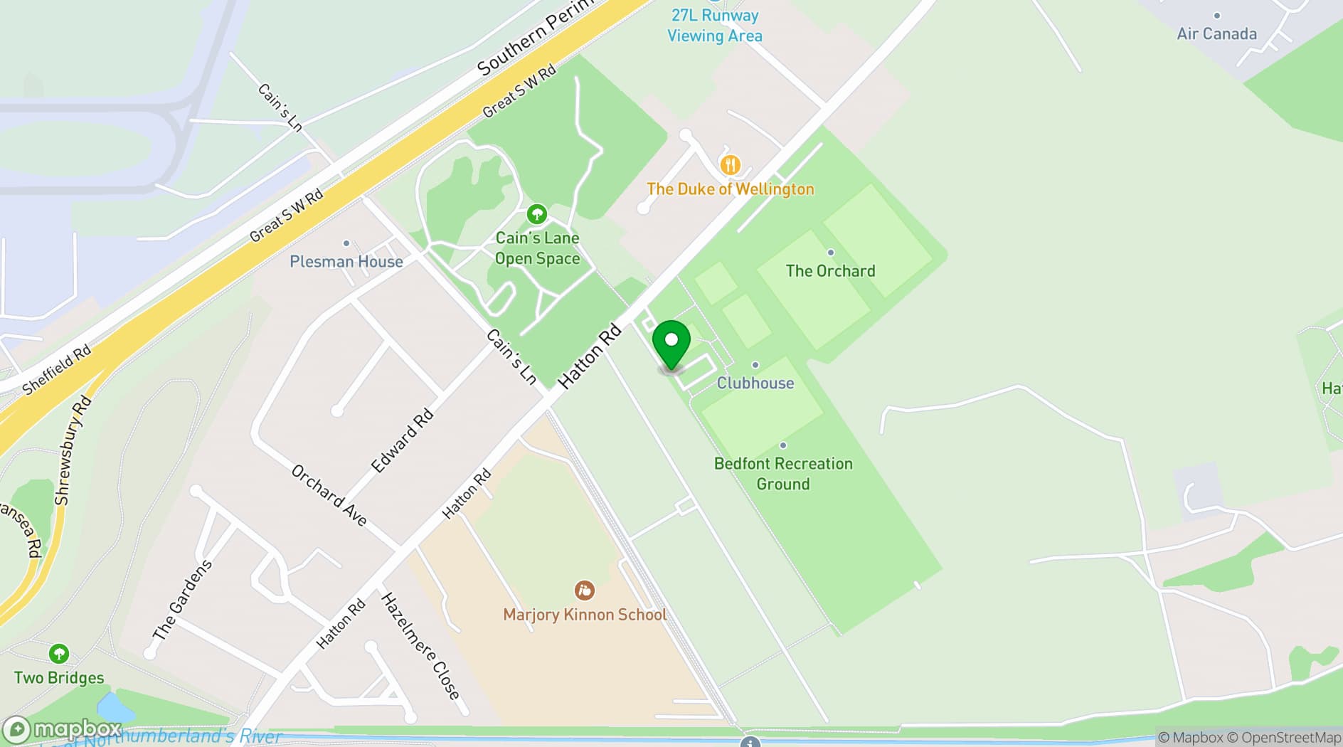Map showing Bedfont Sports Club