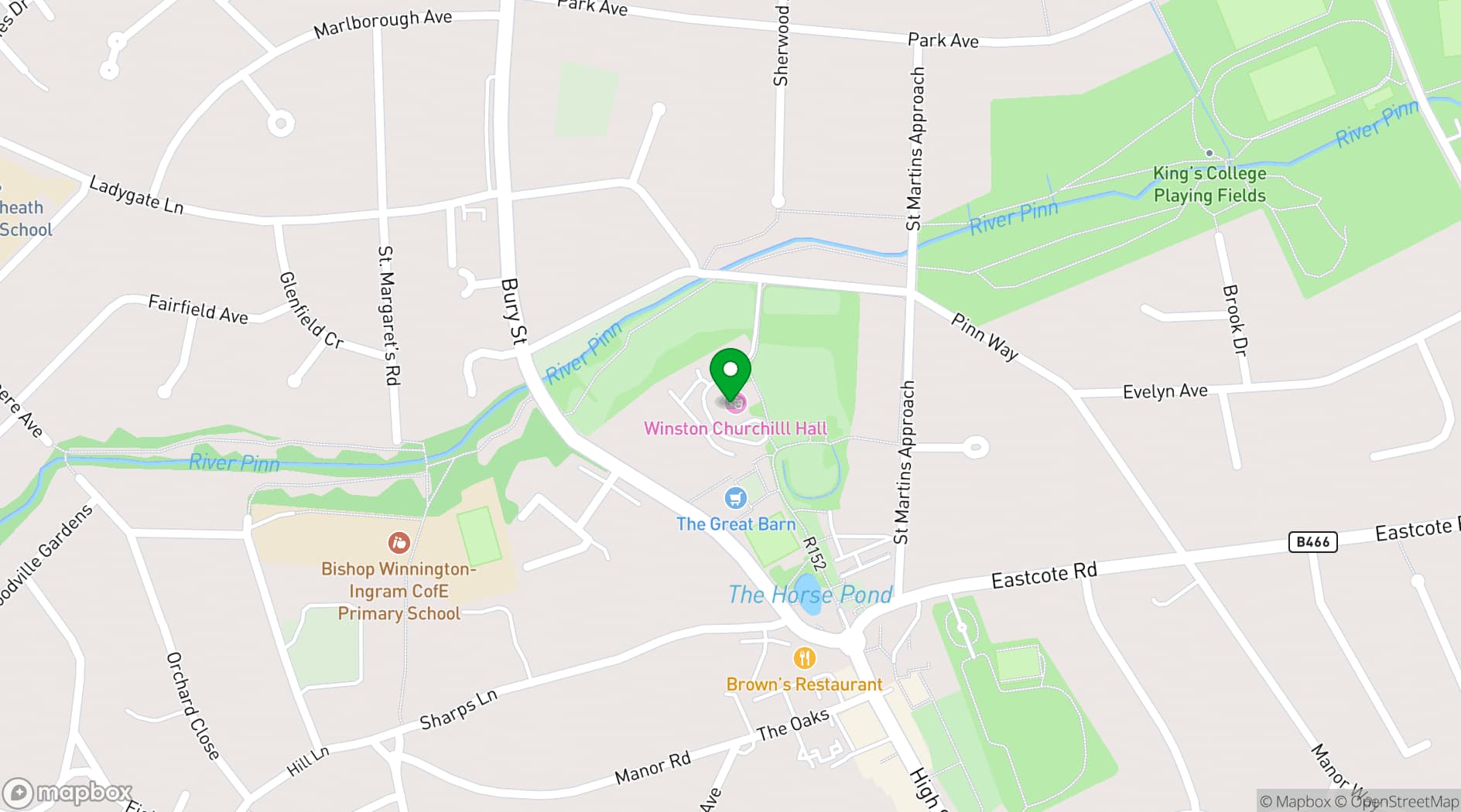 Map showing Winston Churchill Theatre