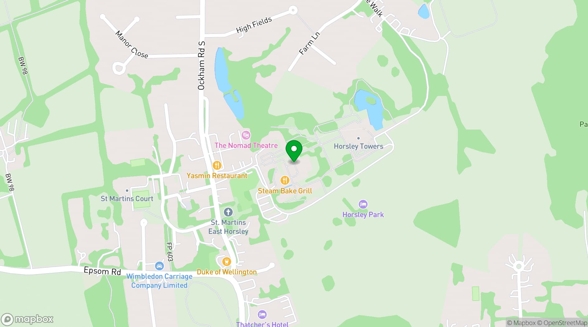 Map showing De Vere Horsley Estate