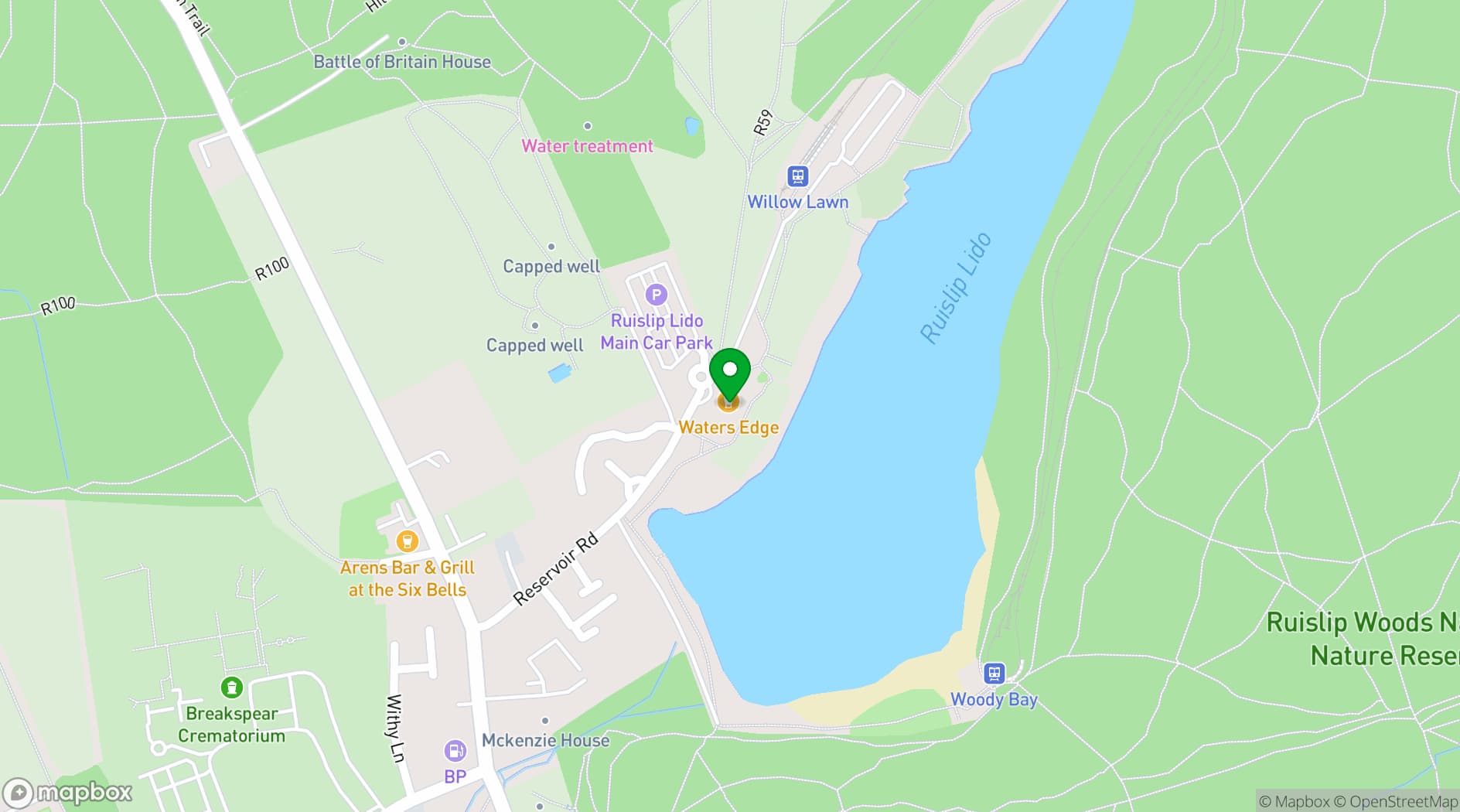 Map showing Water's Edge